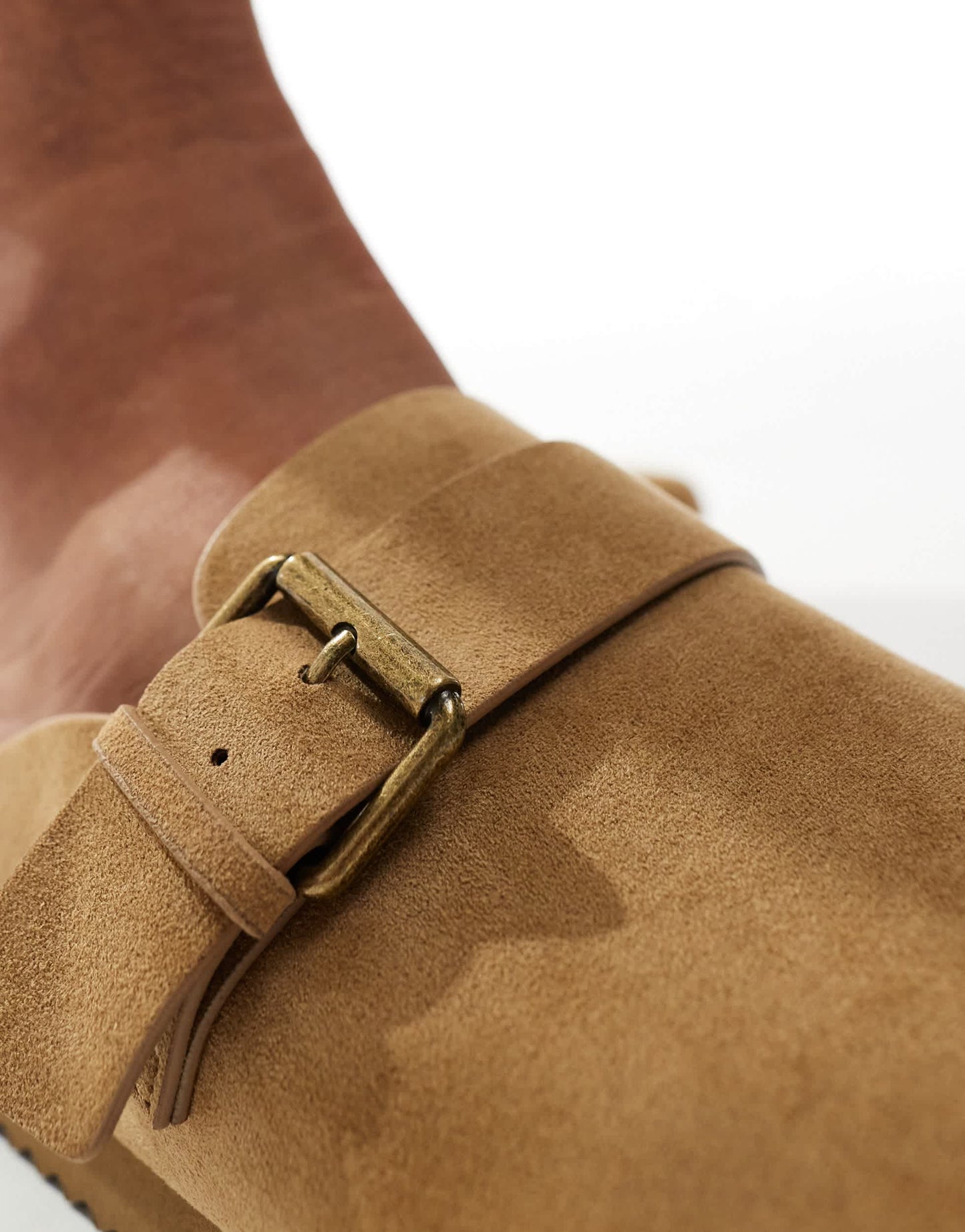 Bershka clog with buckle in sand