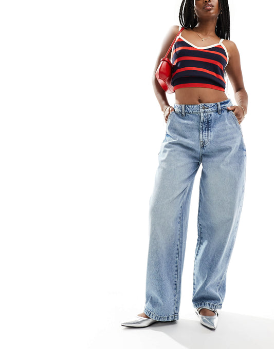Stradivarius STR baggy jean in washed blue