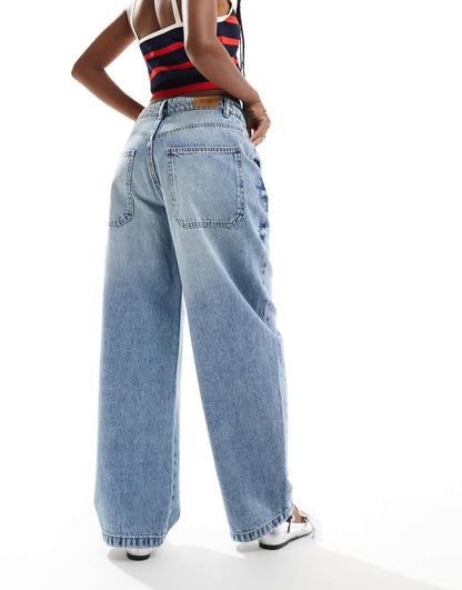 Stradivarius STR baggy jean in washed blue