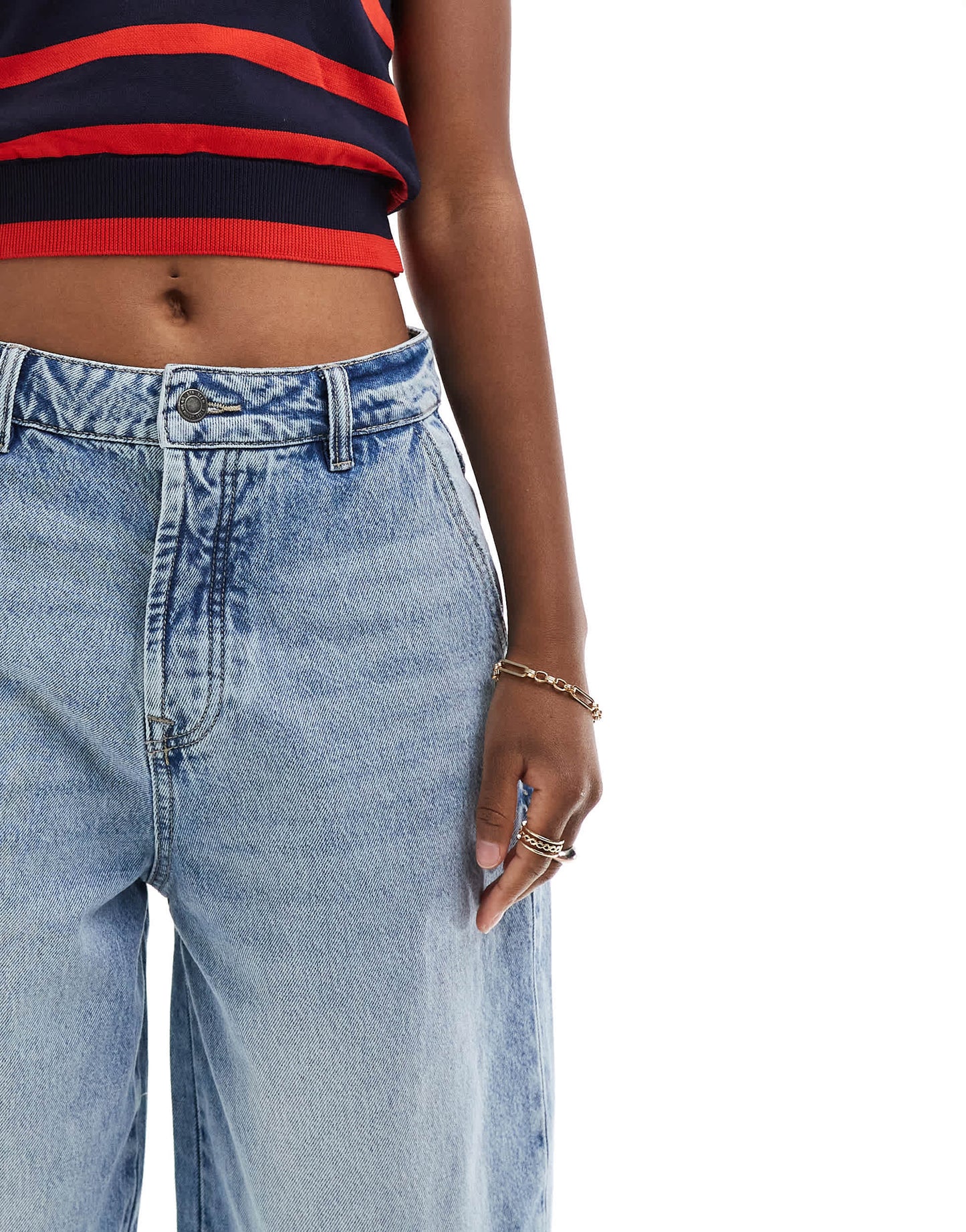 Stradivarius STR baggy jean in washed blue