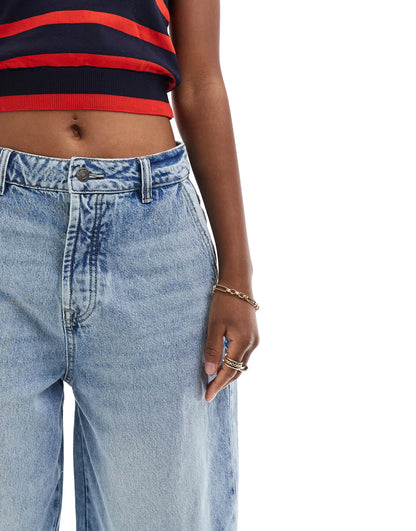 Stradivarius STR baggy jean in washed blue