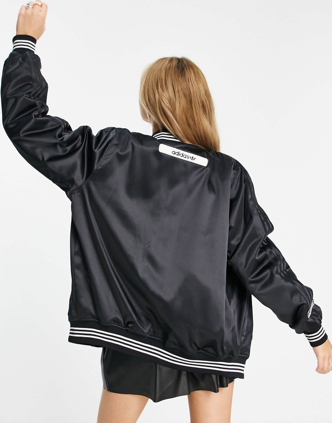 adidas Originals x Girls are Awesome varsity jacket with patches in black