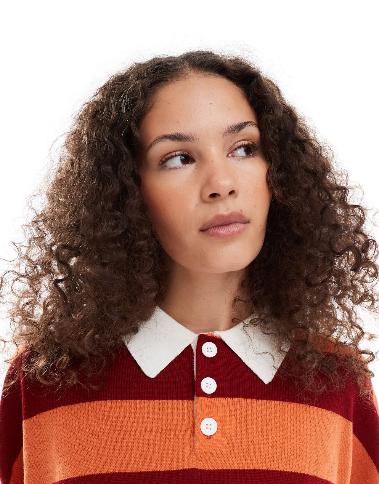 COLLUSION Polo stripe jumper with rugby collar in red stripe
