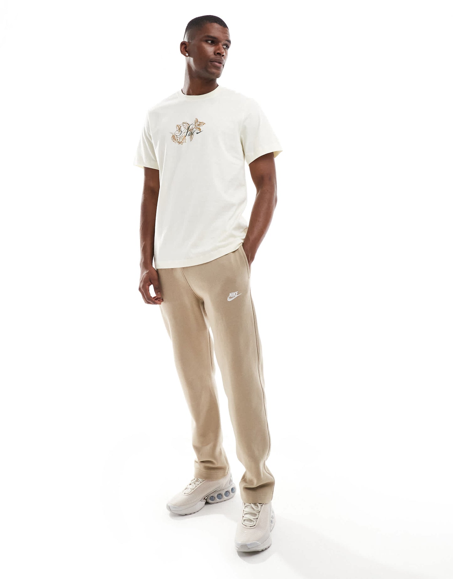 Nike Club Fleece open hem sweatpant in khaki