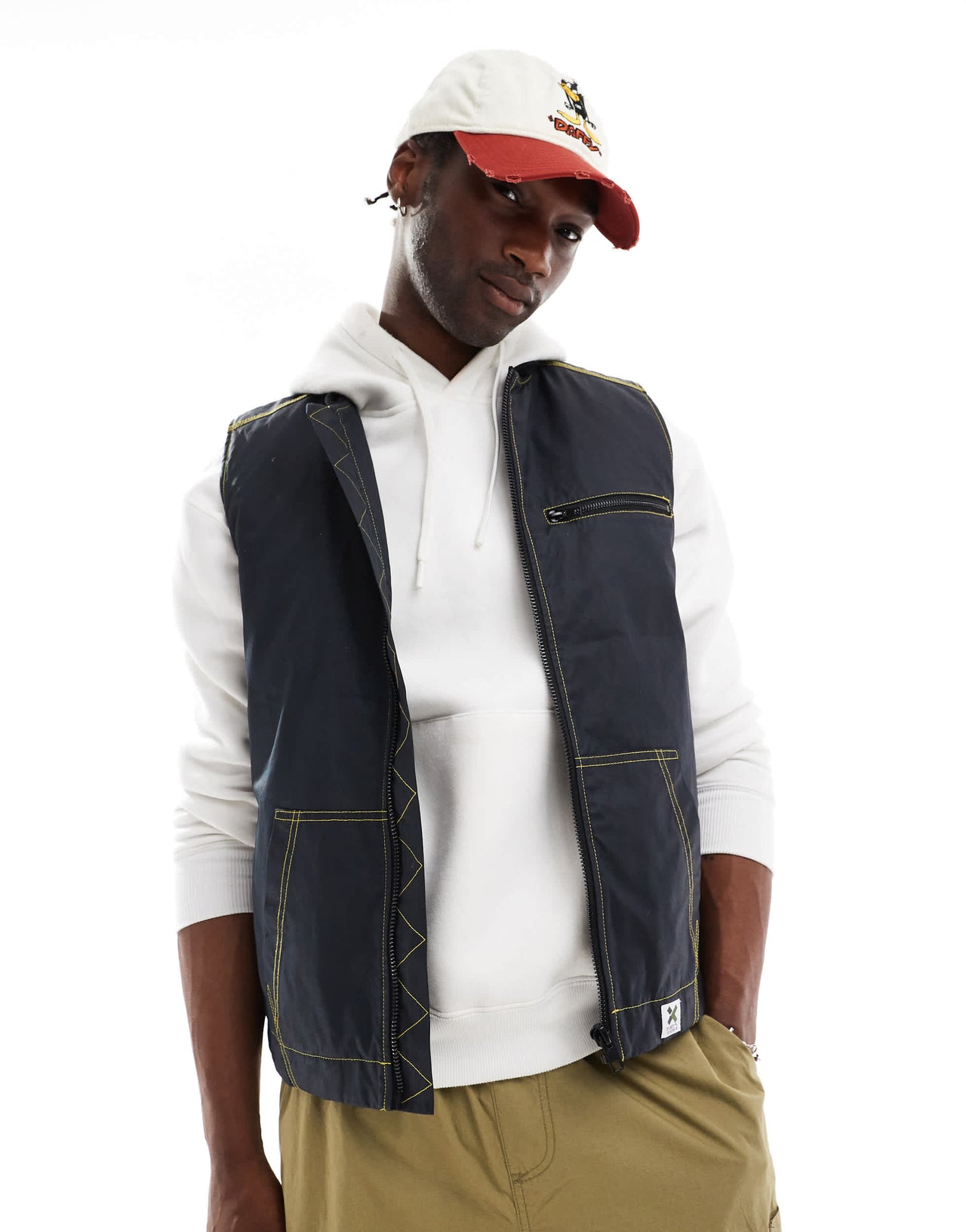COLLUSION canvas gilet in navy