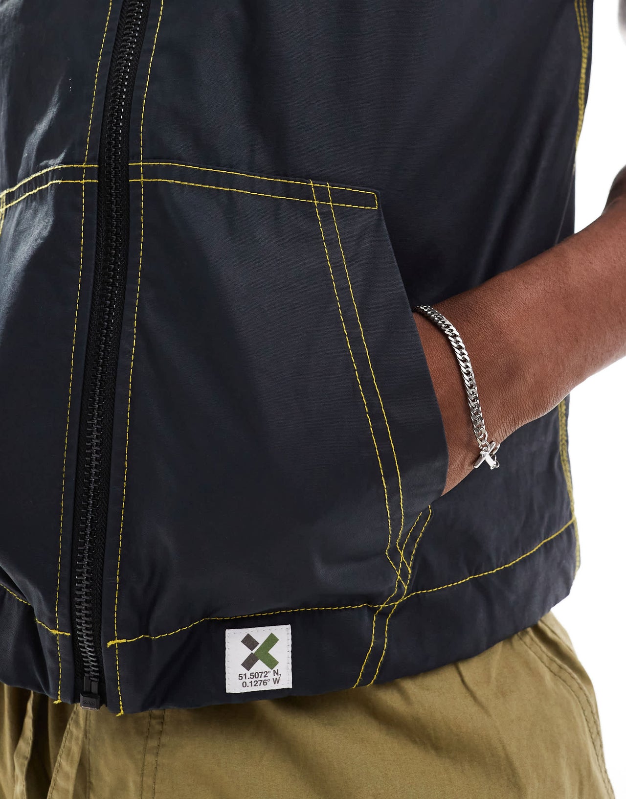 COLLUSION canvas gilet in navy