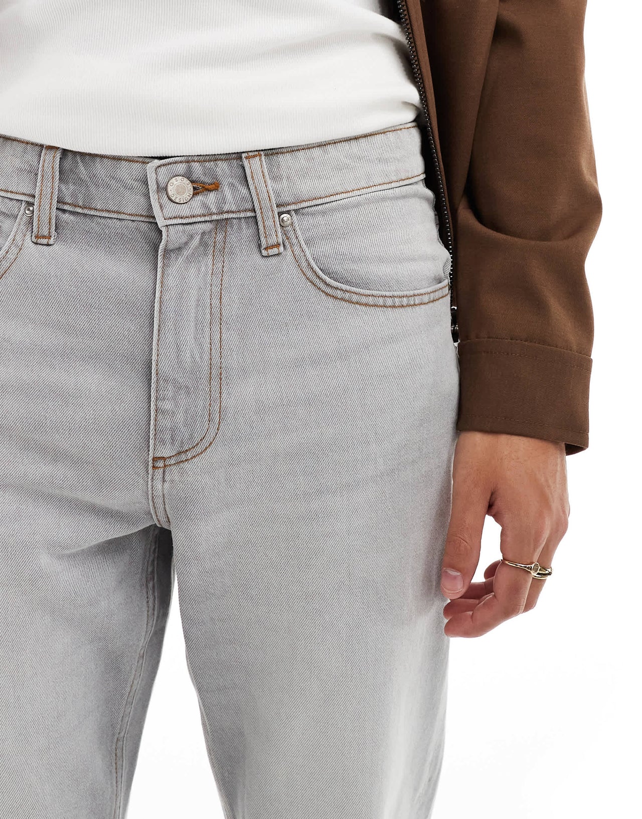 ASOS DESIGN tapered fit jeans in light grey - GREY