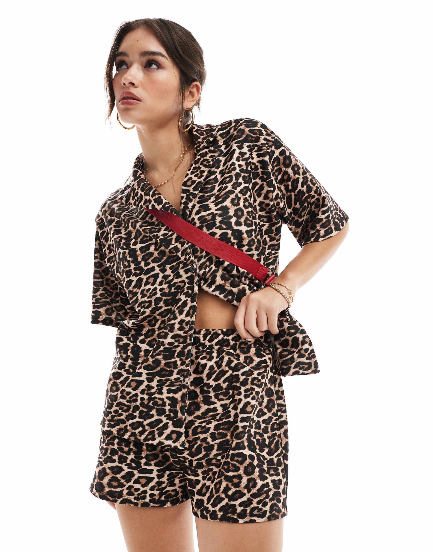 ASOS DESIGN longline short in leopard print