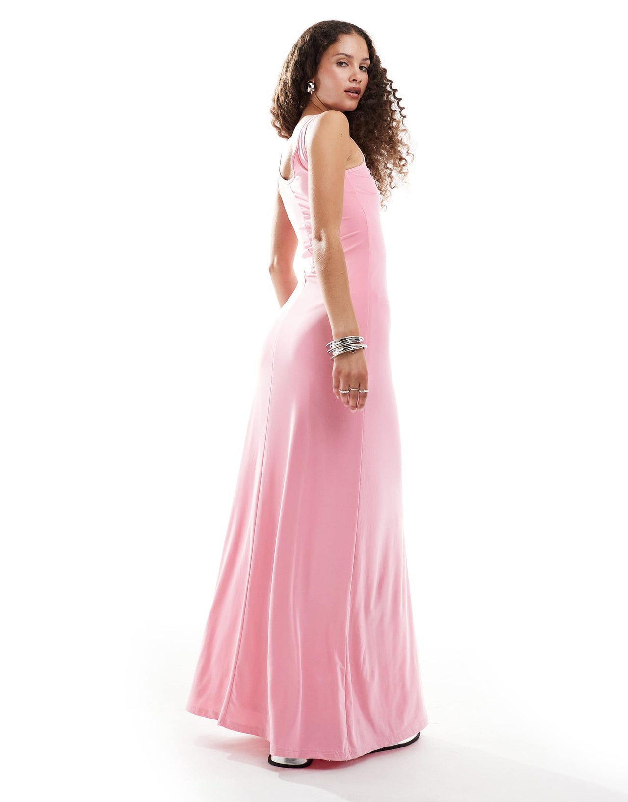 Daisy Street cut out scoop neck maxi dress in bubble gum pink