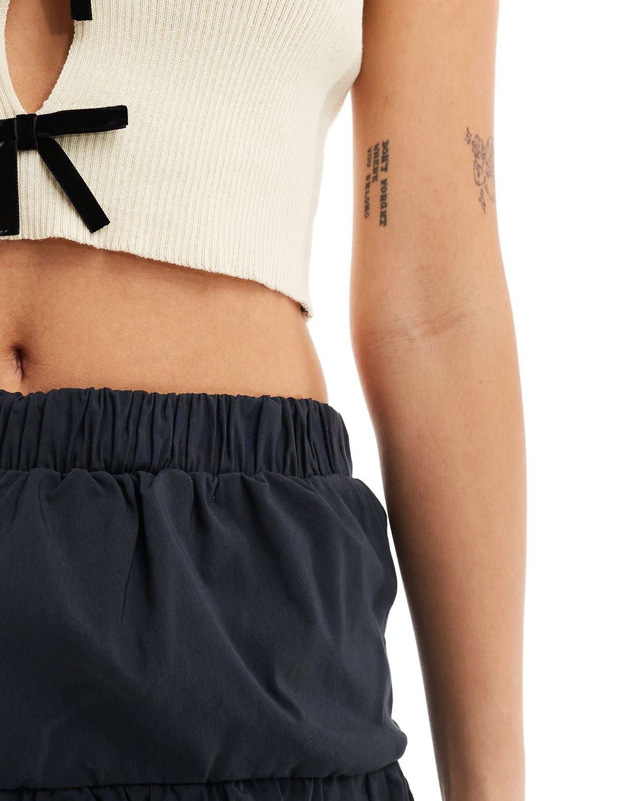 Daisy Street puff ball mini skirt in charcoal