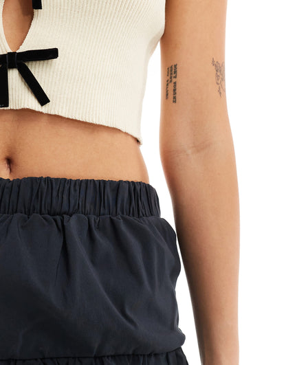 Daisy Street puff ball mini skirt in charcoal