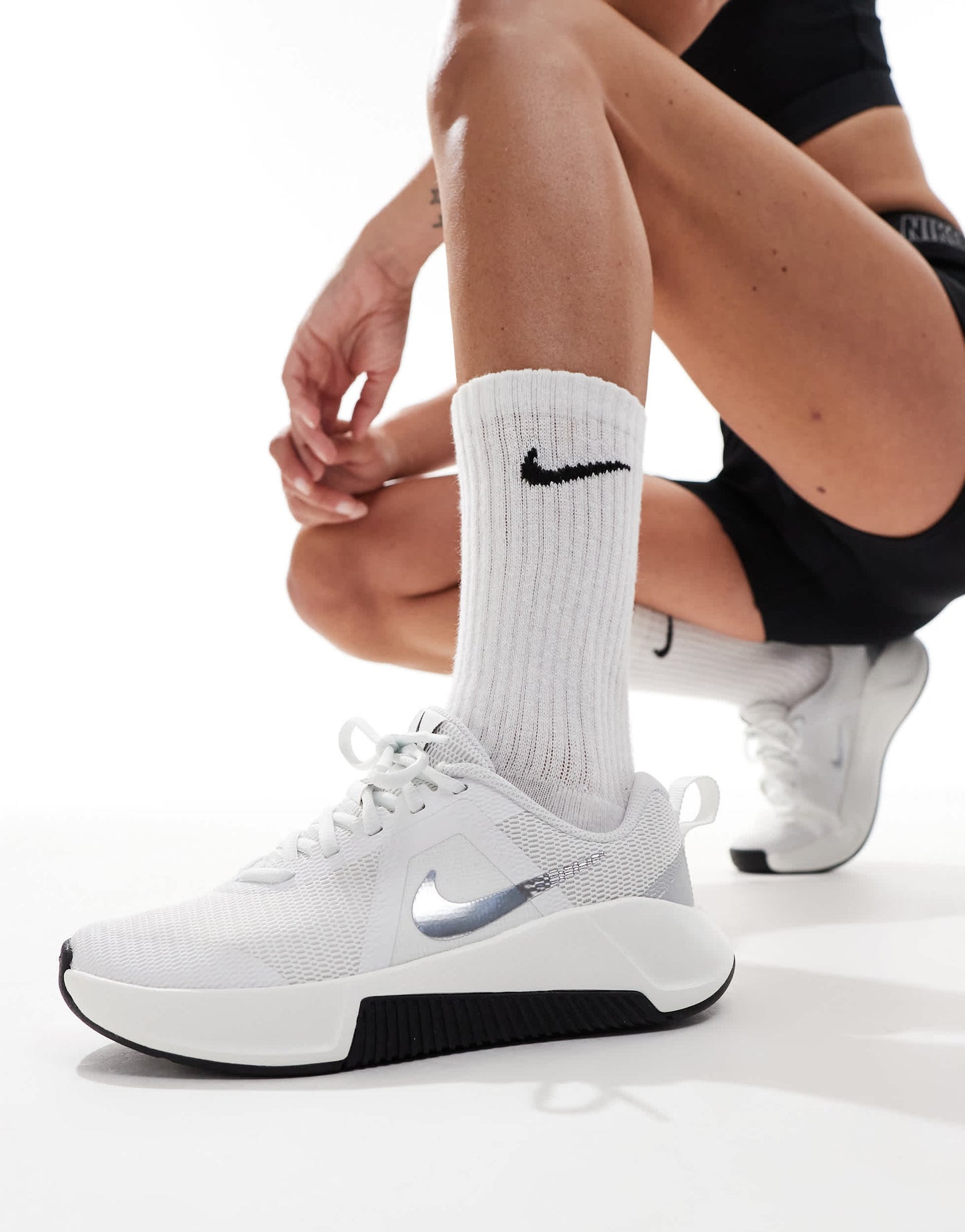 Nike Training MC 3 trainers in white and silver