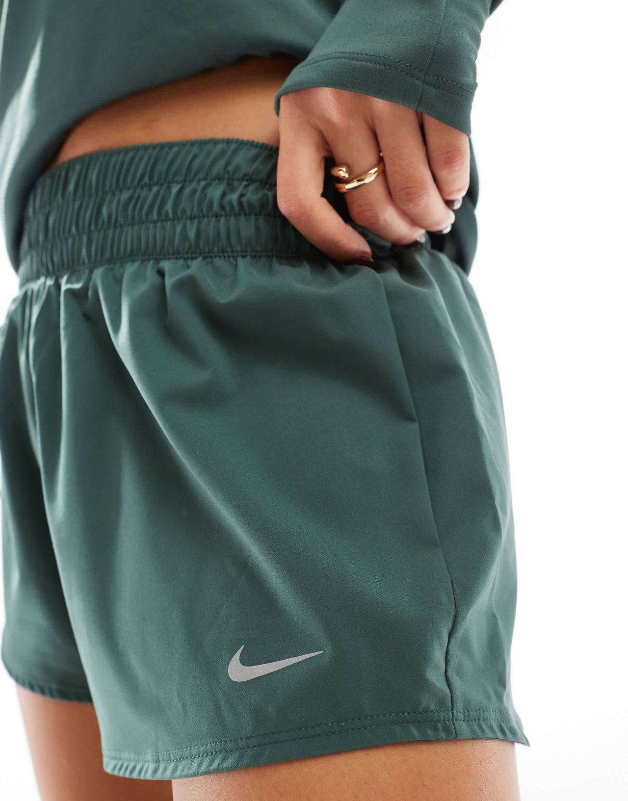 Nike One Training mid rise 3 inch shorts in green