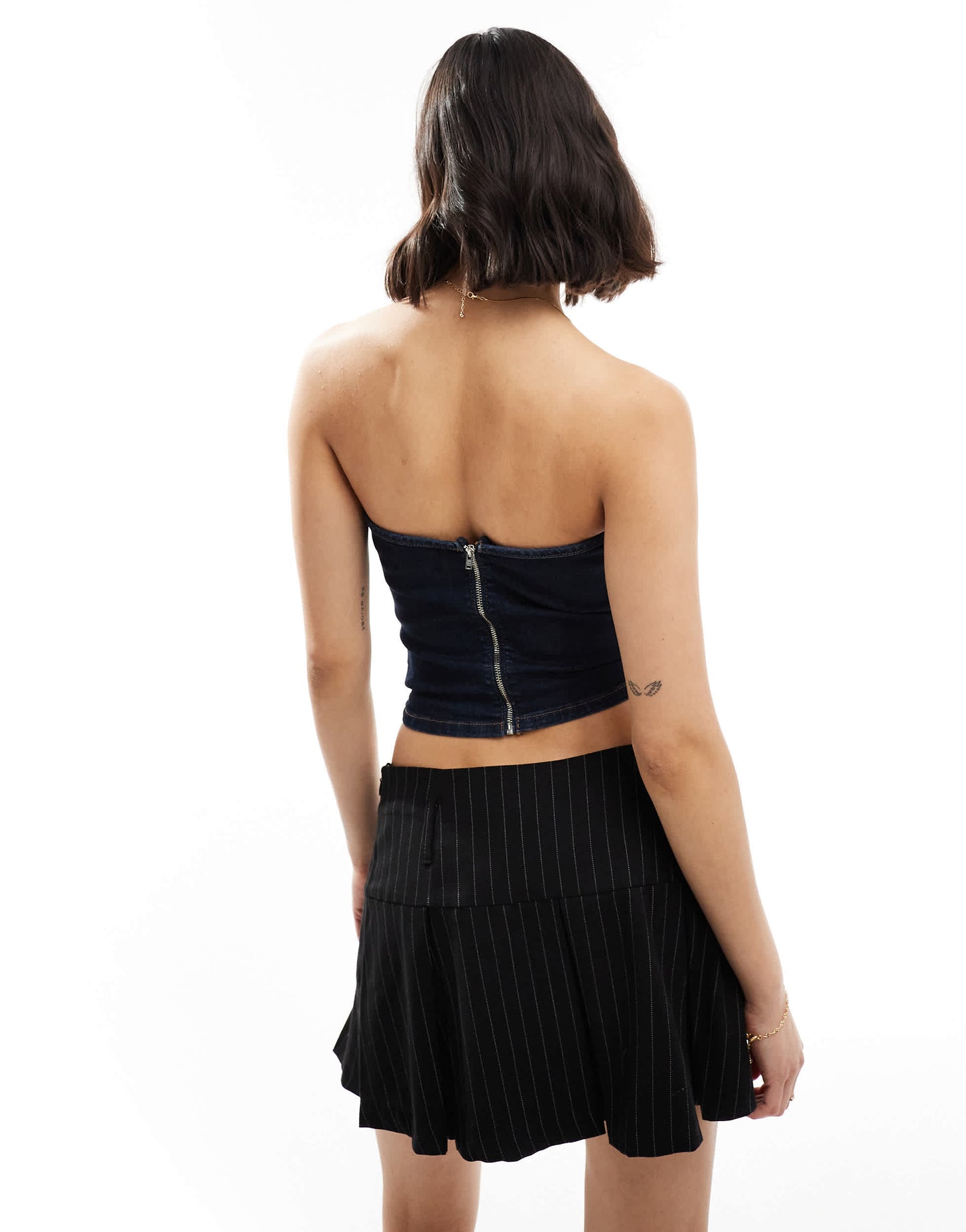 ASOS DESIGN denim cut out bandeau in indigo