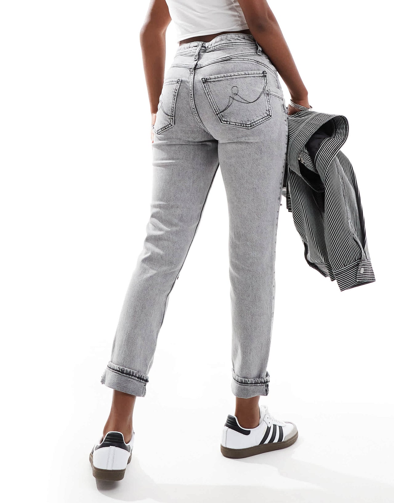 River Island mom jean in dark grey wash