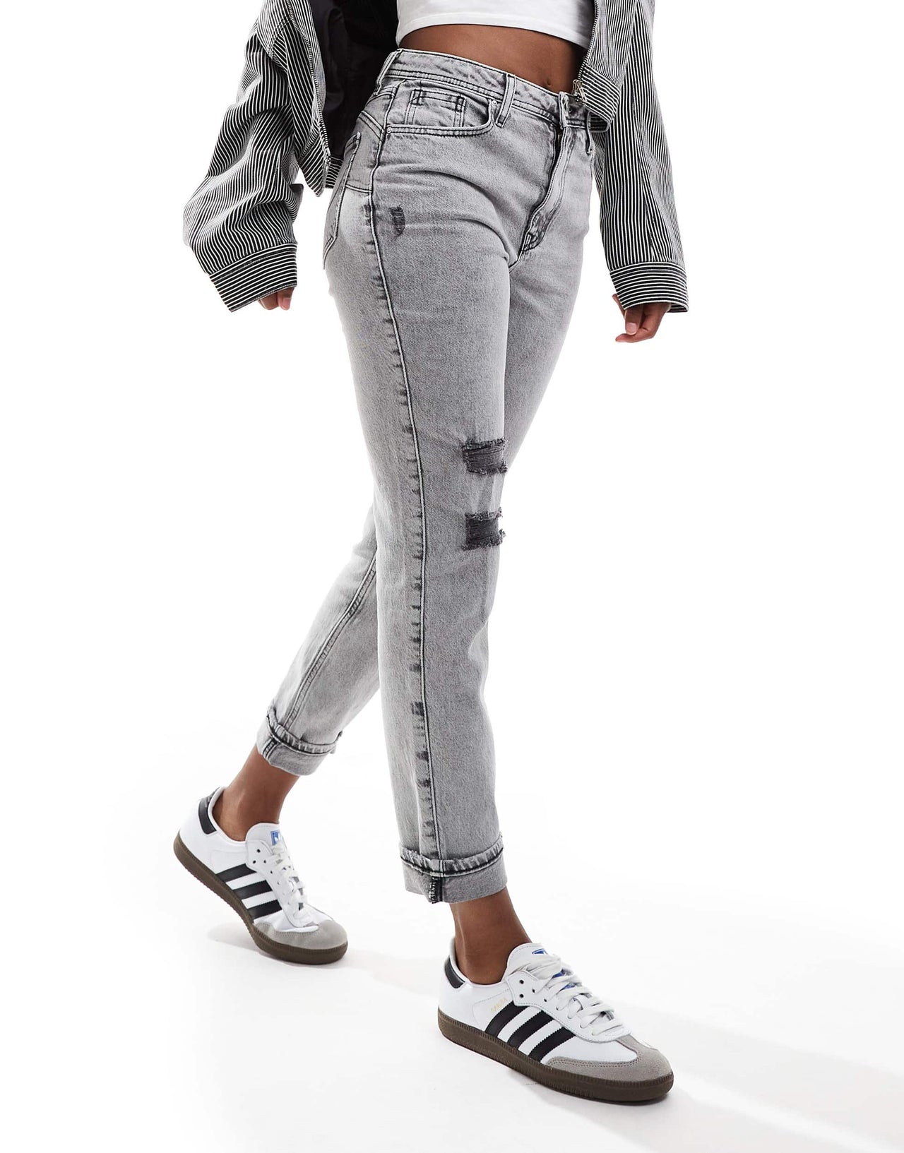 River Island mom jean in dark grey wash