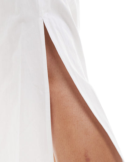 River Island poplin maxi skirt in white