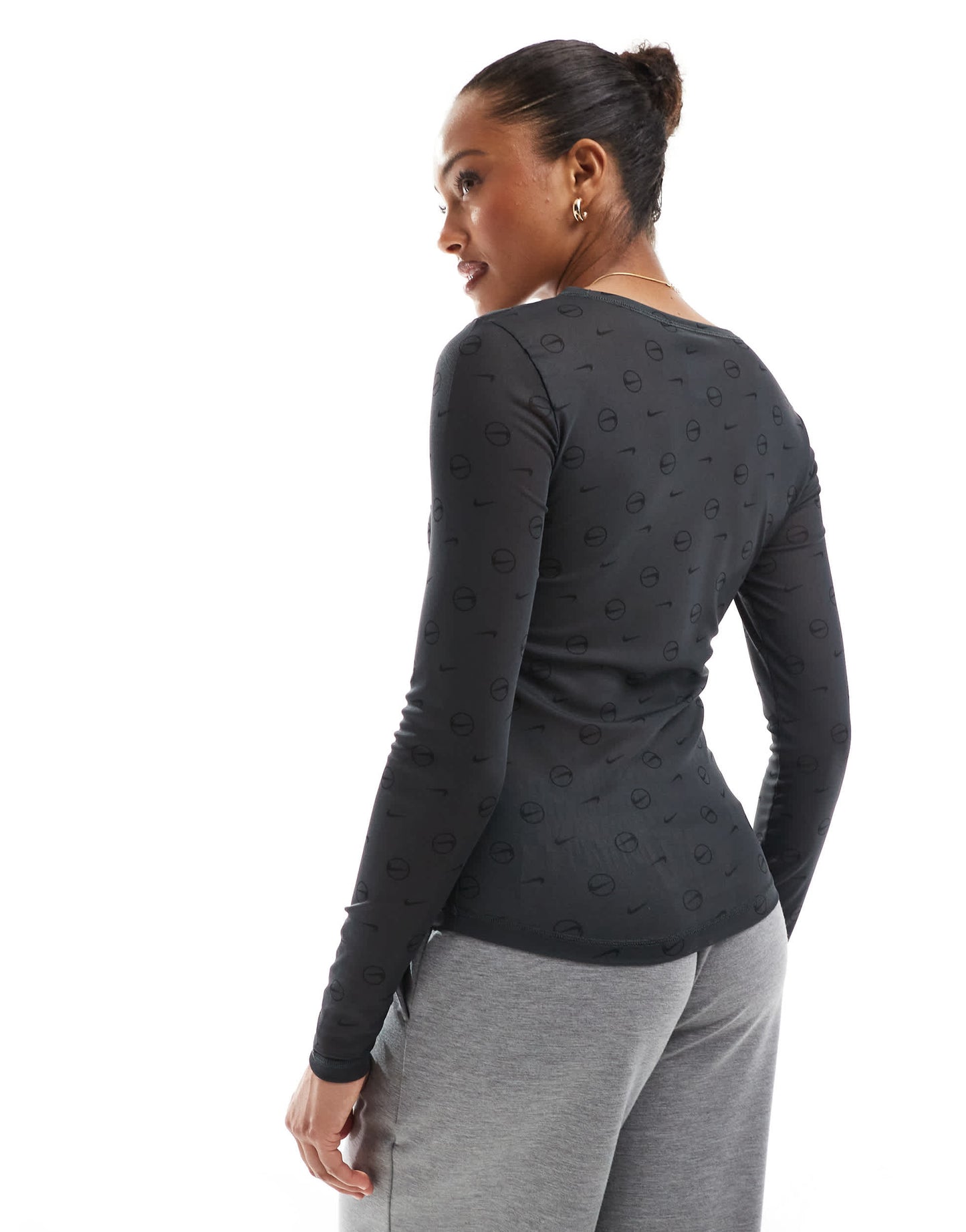 Nike Streetwear sheer logo longsleeve top in black
