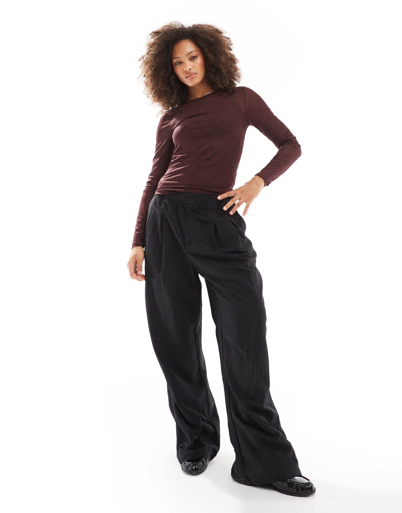 Nike Streetwear sheer logo longsleeve top in burgundy