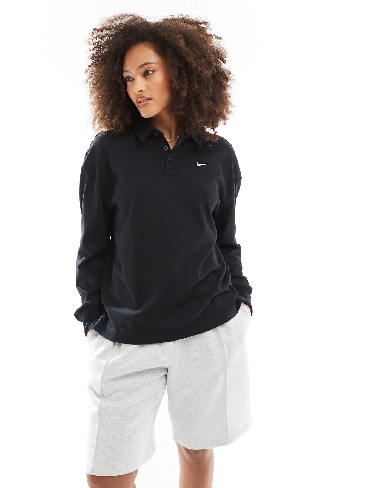 Nike Trend longsleeve polo top in black