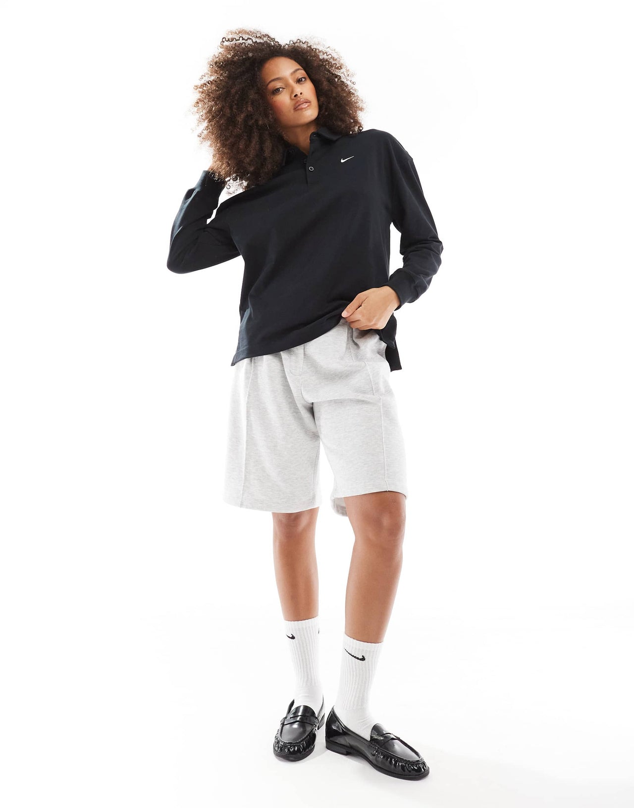 Nike Trend longsleeve polo top in black