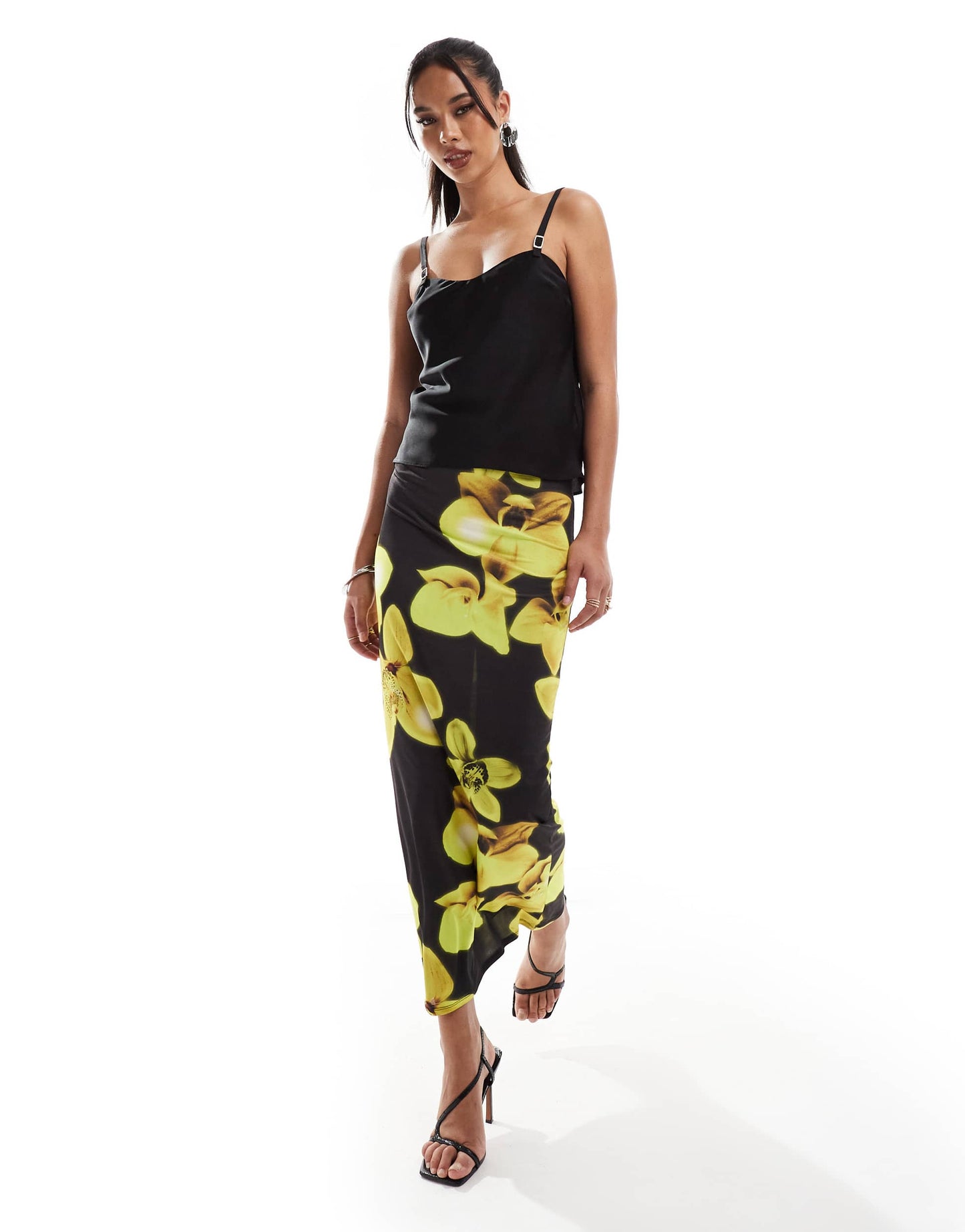 ASOS DESIGN strap detail satin cami in black