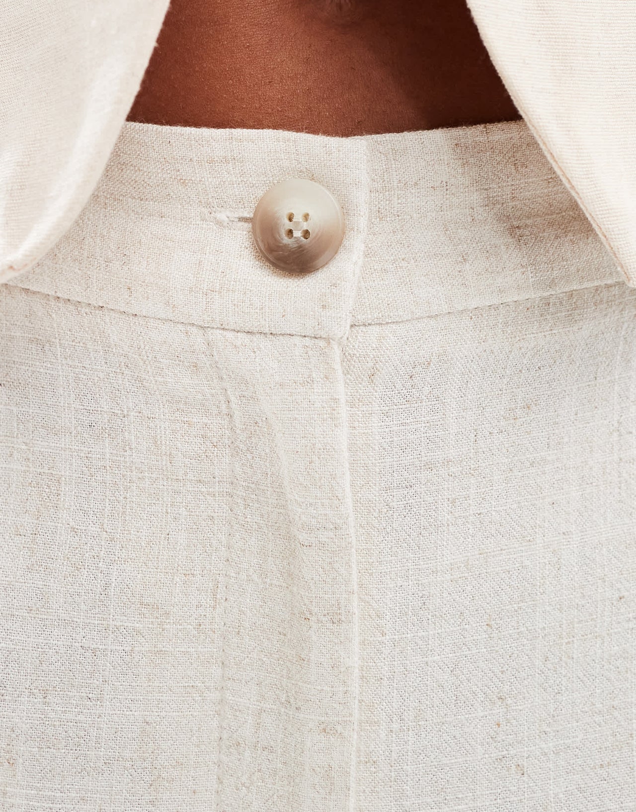 ASOS DESIGN tailored wide leg dad trouser with linen in natural