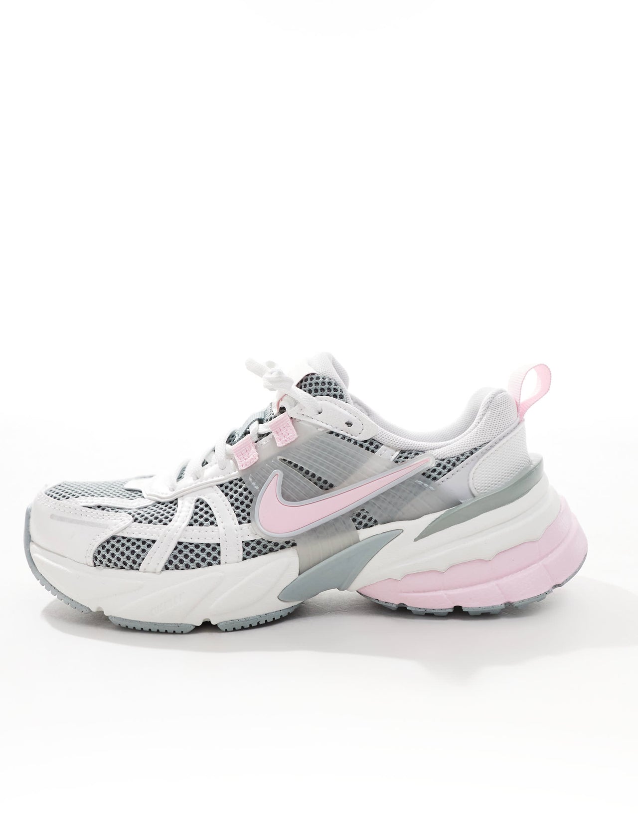 Nike V2K Run trainers in white and pink