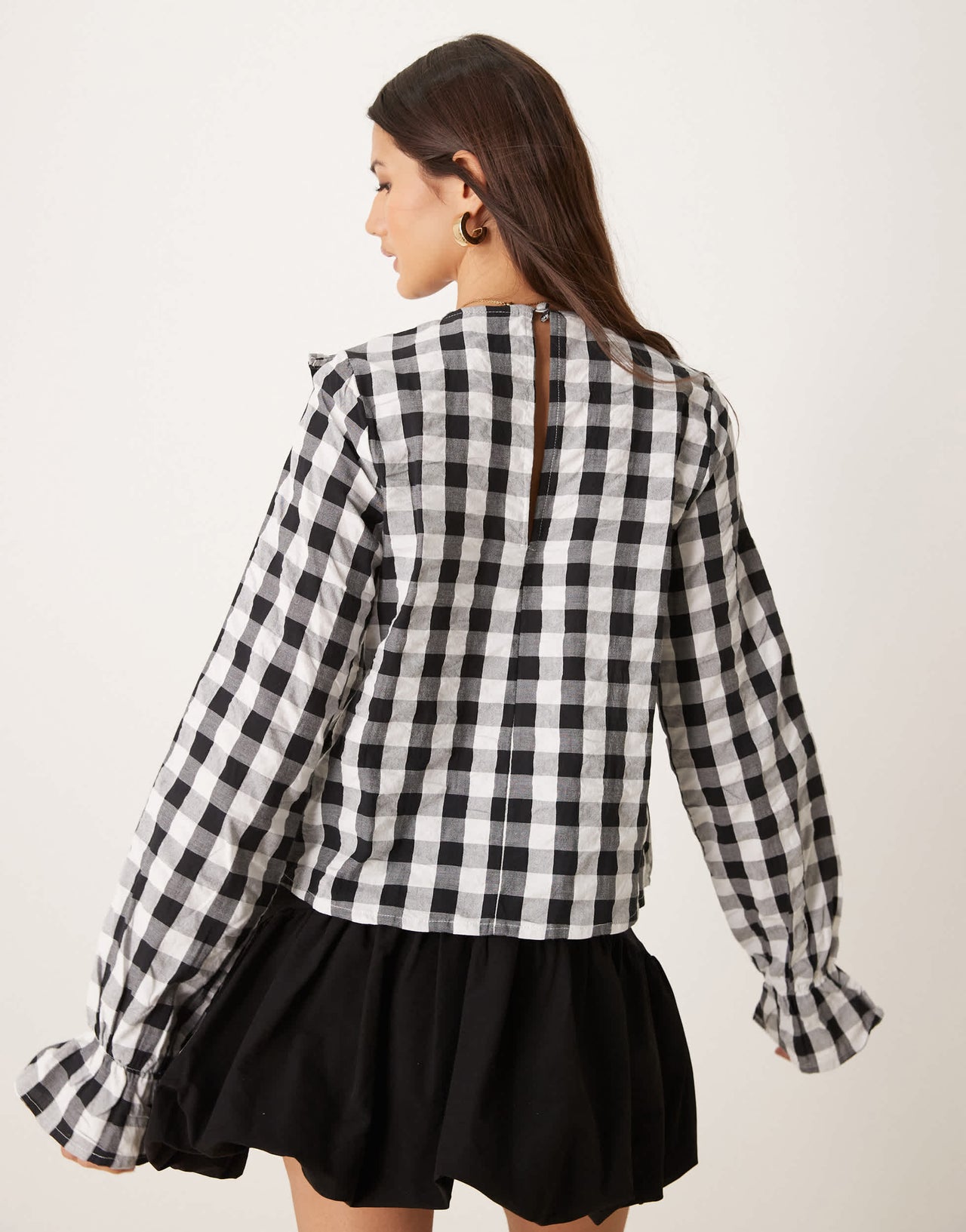 ASOS DESIGN ruffle front gingham top