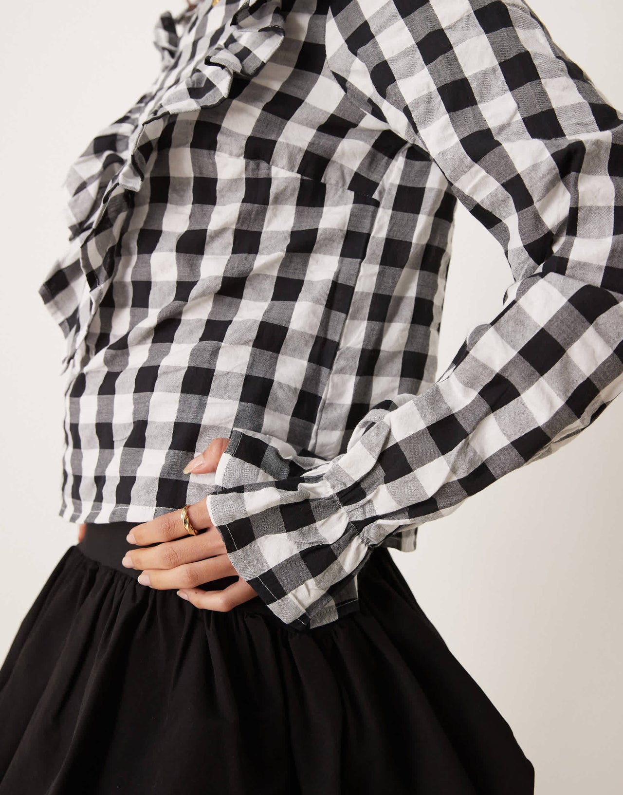 ASOS DESIGN ruffle front gingham top