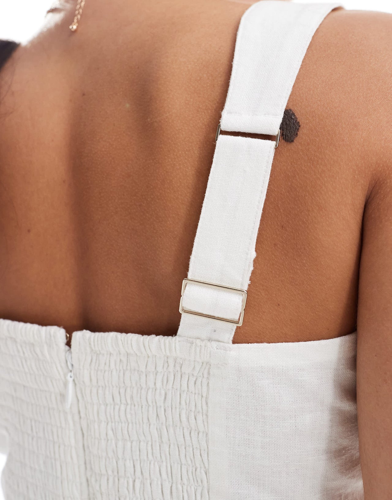 Abercrombie & Fitch linen blend mini dress in white