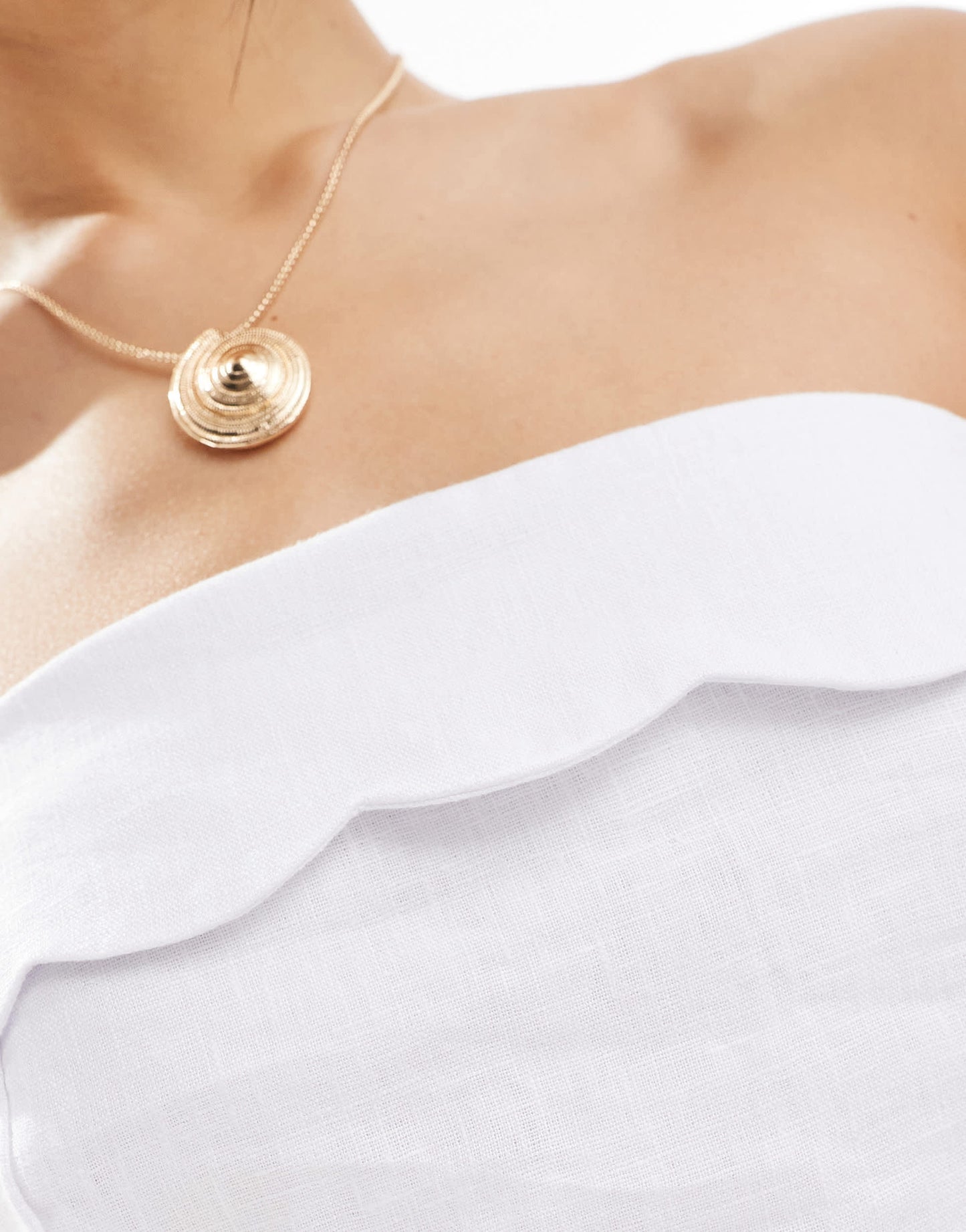 Abercrombie & Fitch co-ord linen scallop edged top in white