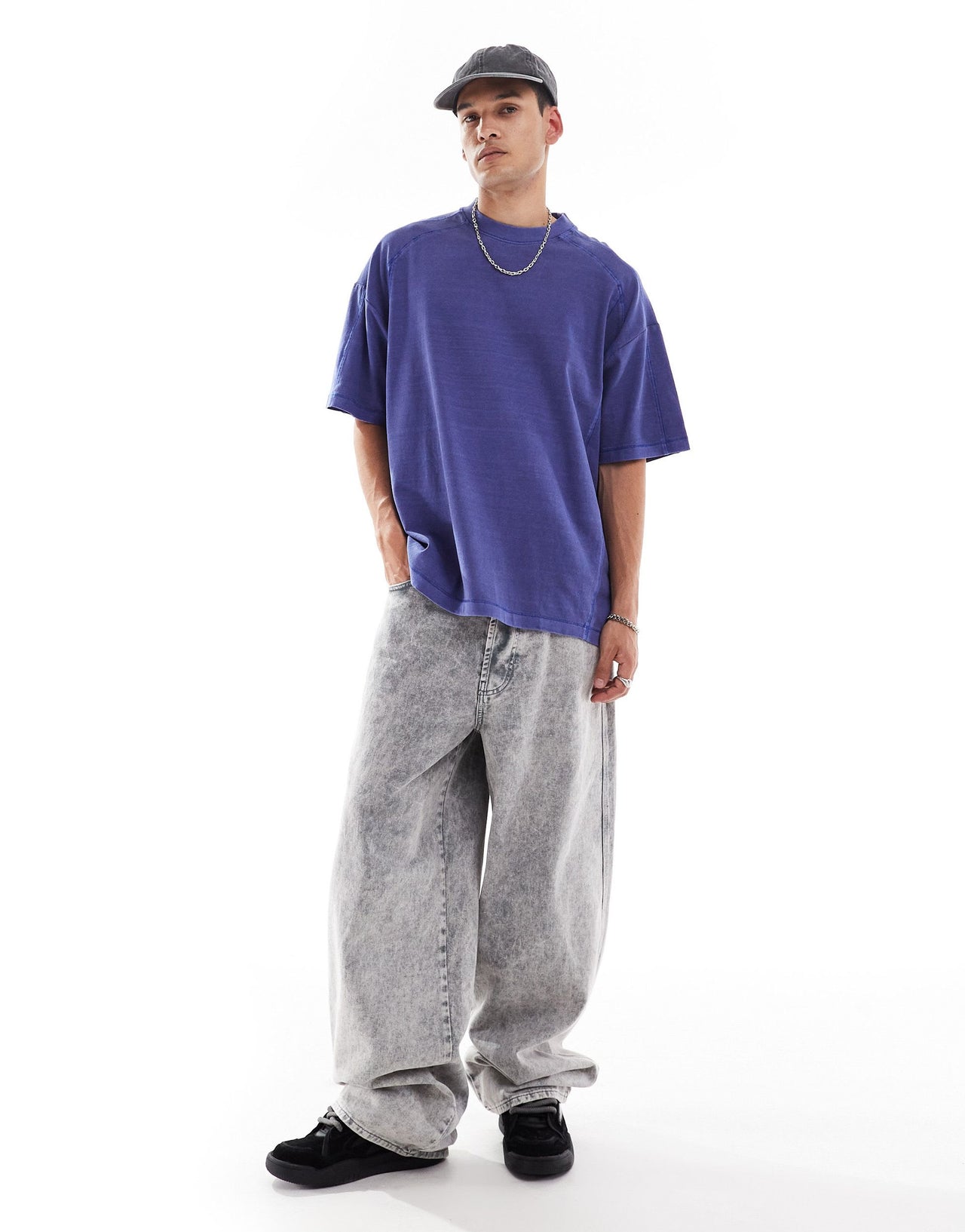 ASOS DESIGN oversized  t-shirt with cover stitch detailing in blue