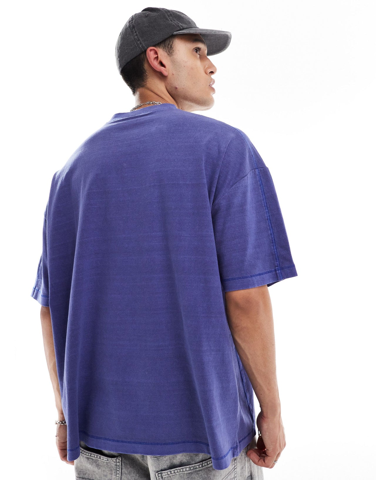 ASOS DESIGN oversized  t-shirt with cover stitch detailing in blue
