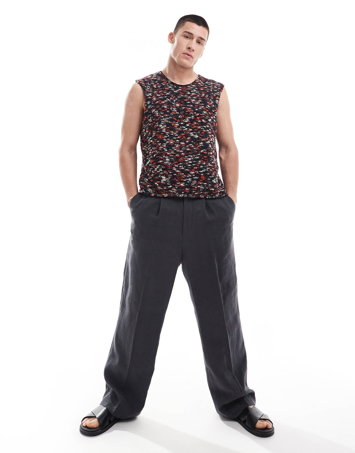 Weekday Isidor knitted vest in red space dye