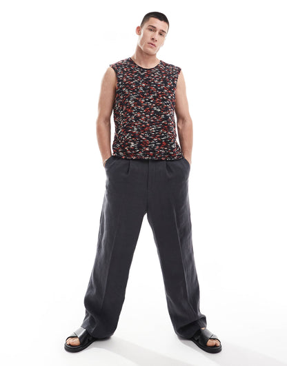 Weekday Isidor knitted vest in red space dye