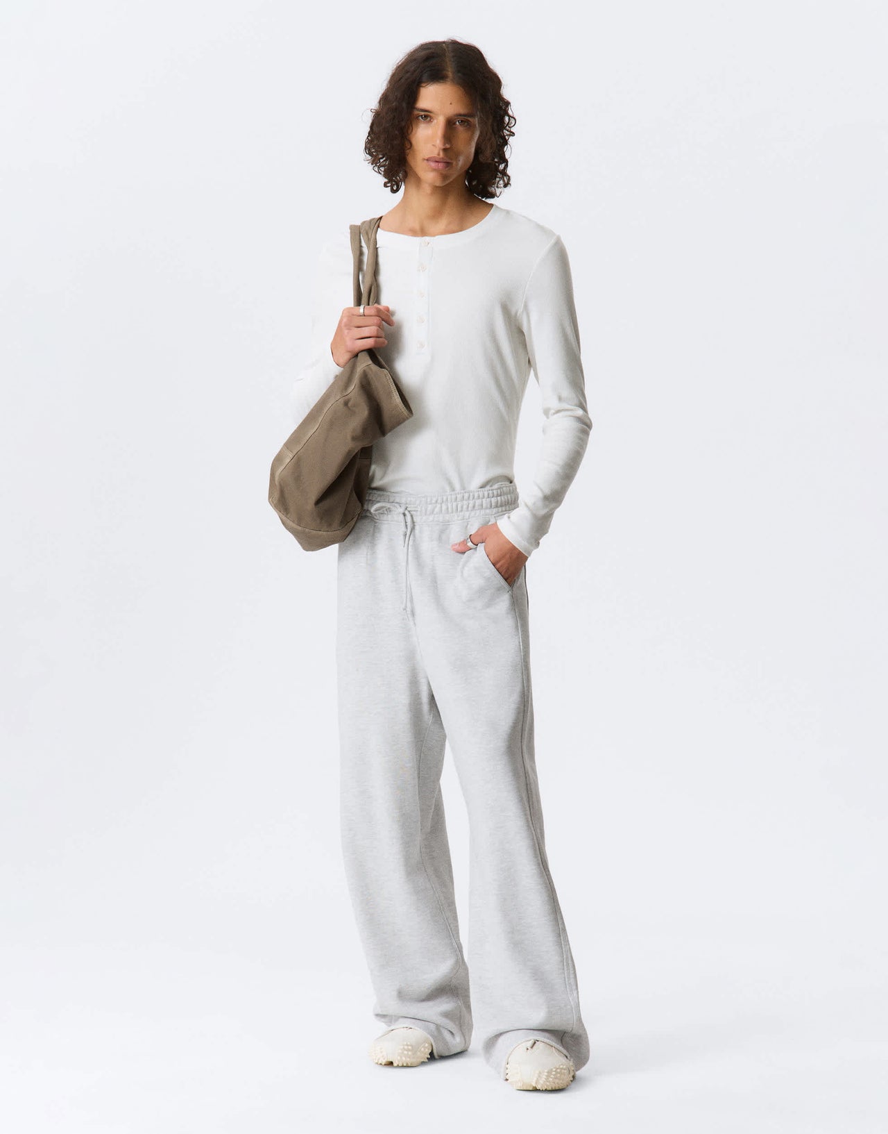 Weekday Astro wide leg joggers in grey melange