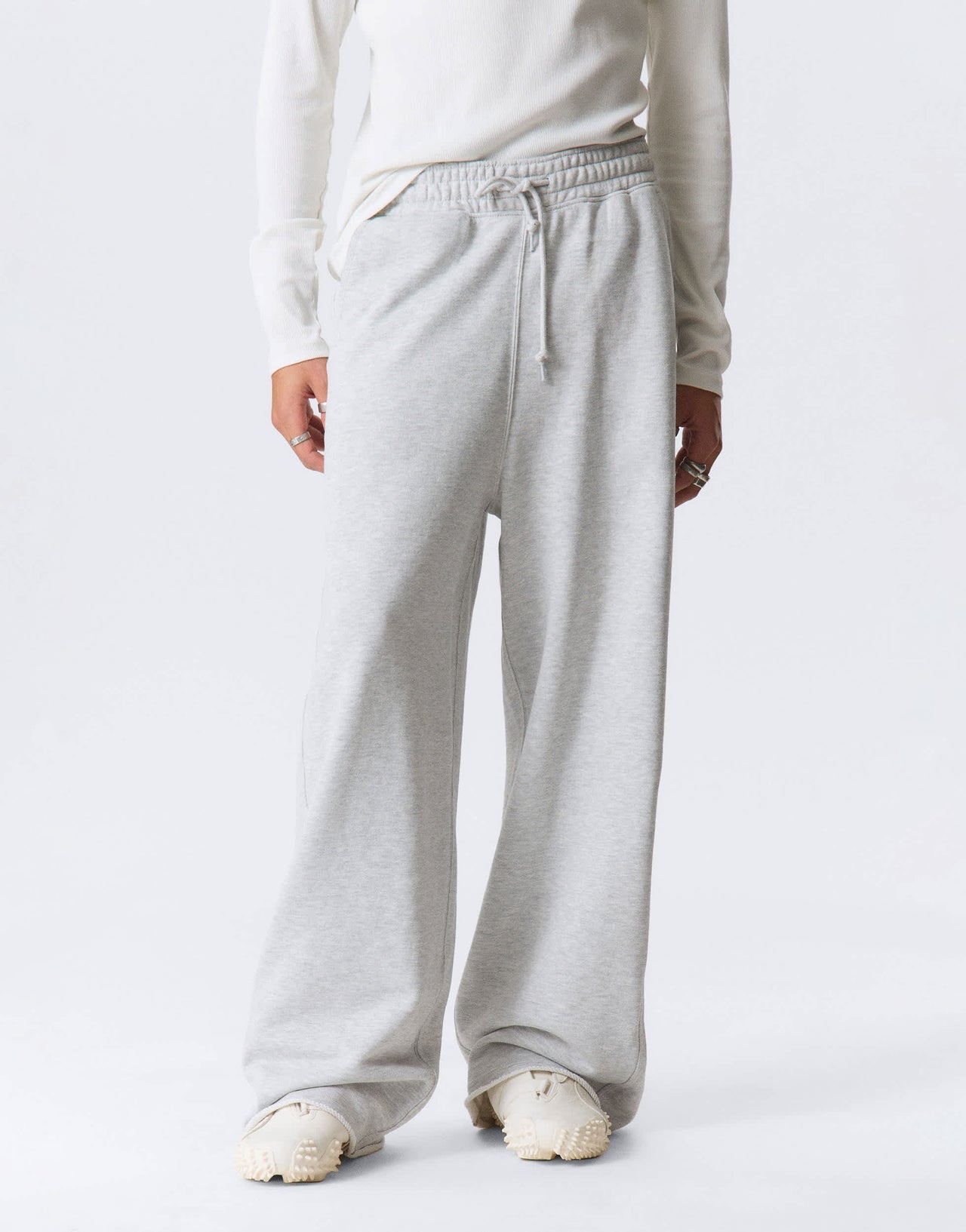 Weekday Astro wide leg joggers in grey melange