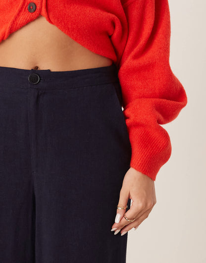 ASOS DESIGN tailored wide leg dad trousers in navy