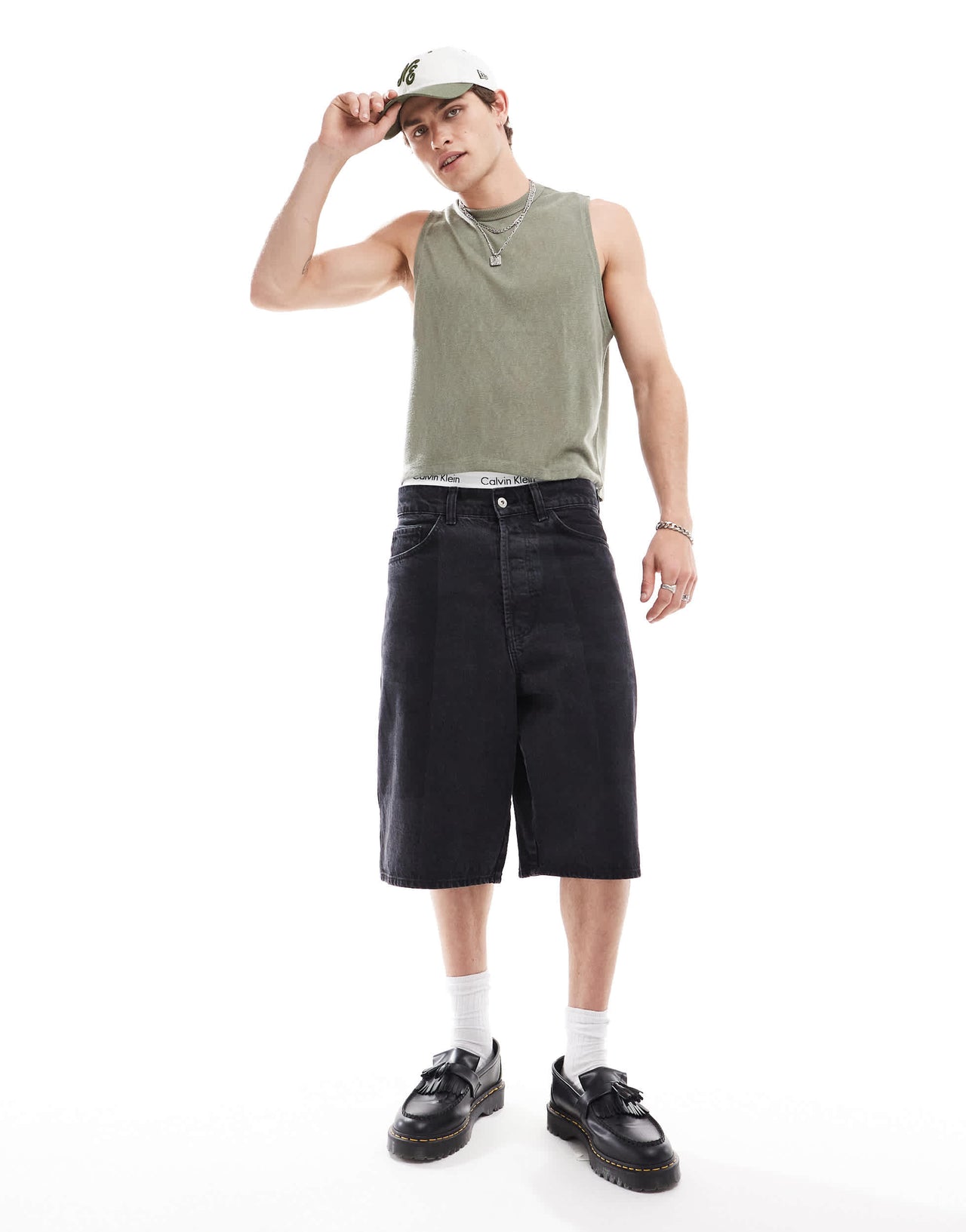 ASOS DESIGN linen look boxy vest in khaki