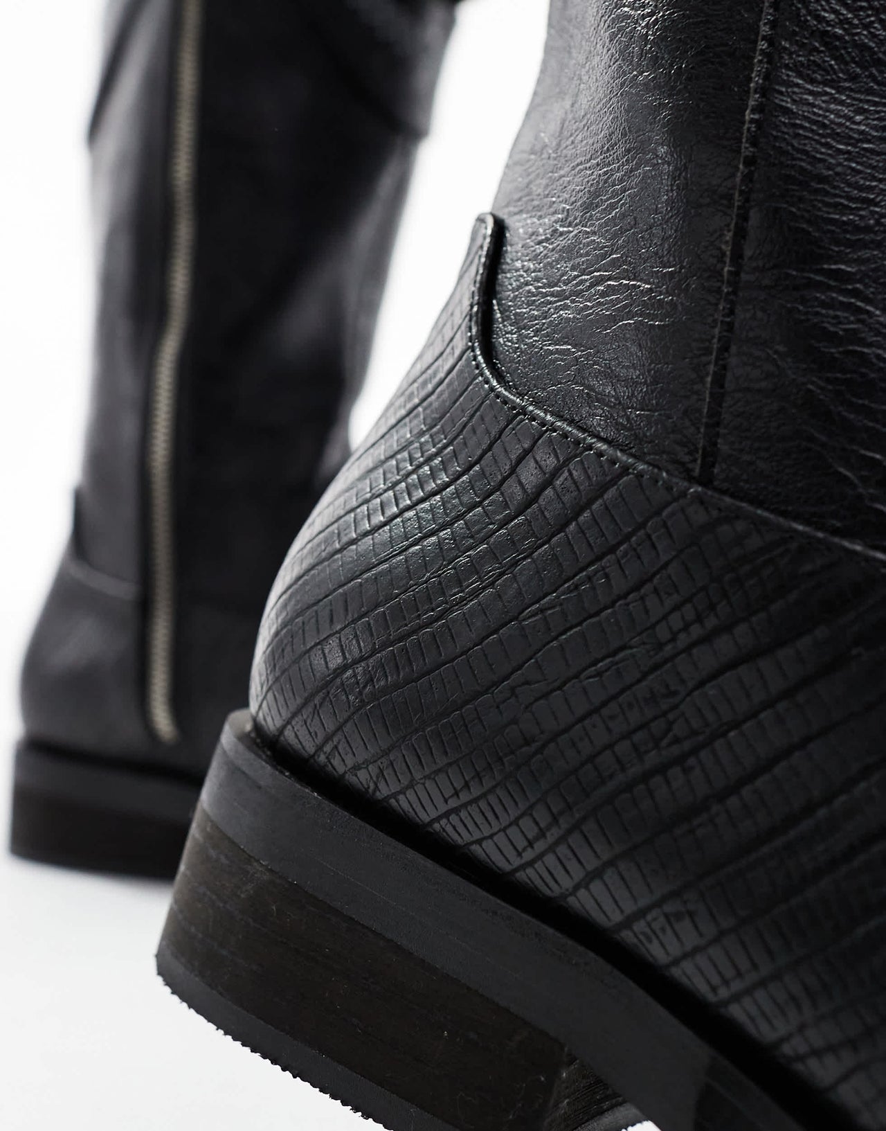 KOI The Last Courtship ornate stacked western cowboy boots in black lizard