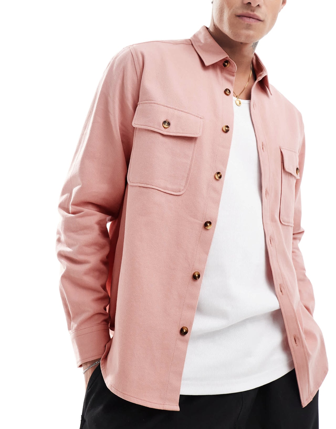 ASOS DESIGN overshirt in pink