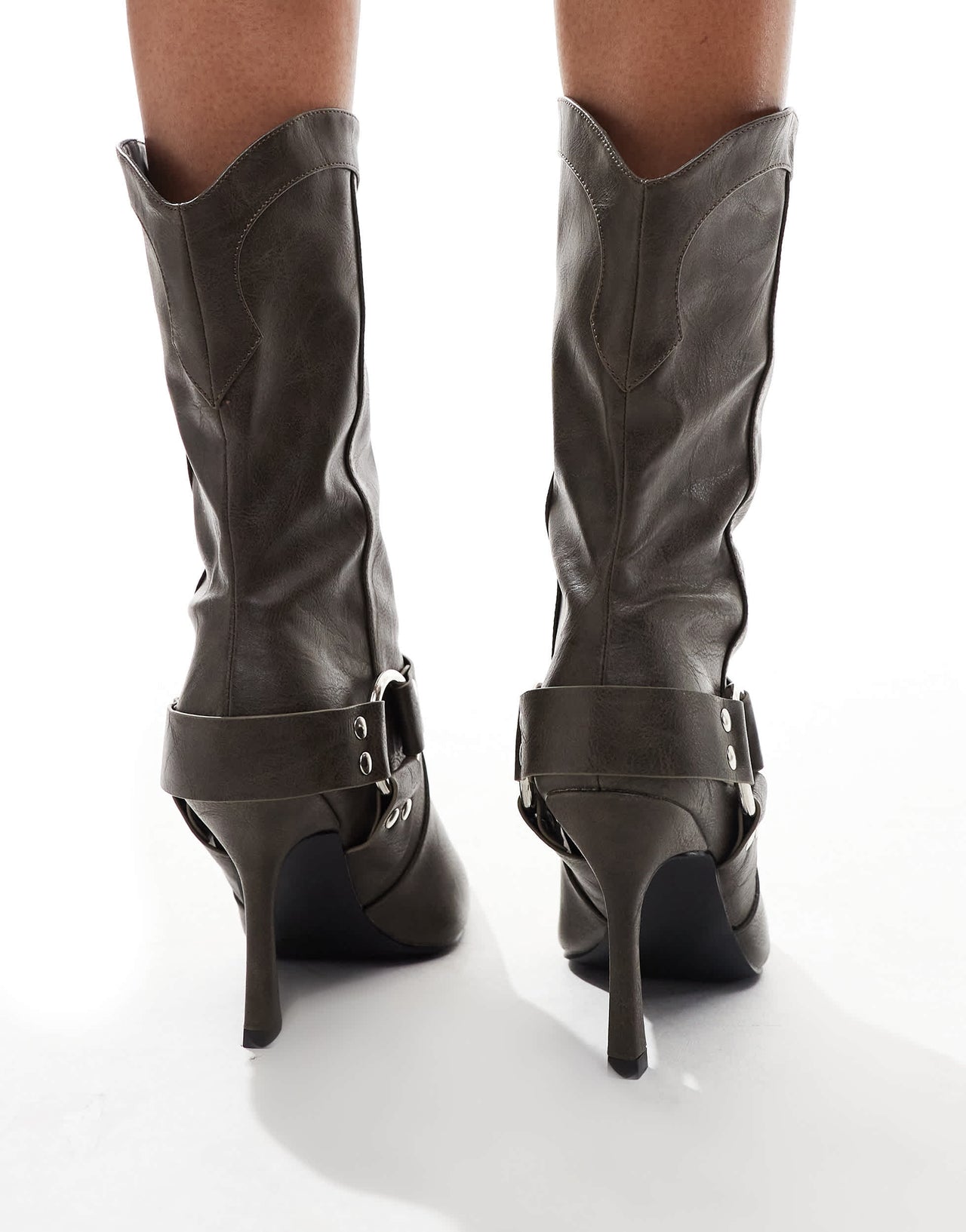 RAID Accra western heeled ankle boots in vintage khaki