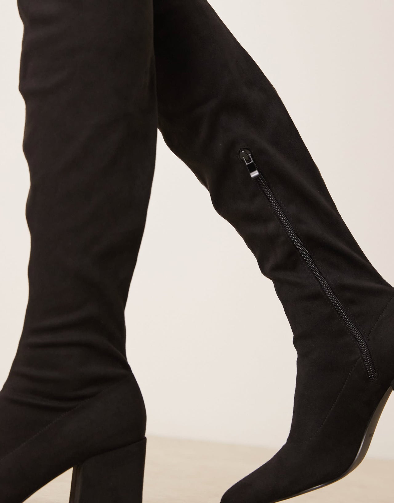 RAID Wide Fit Rykiel block heel over the knee boots in black