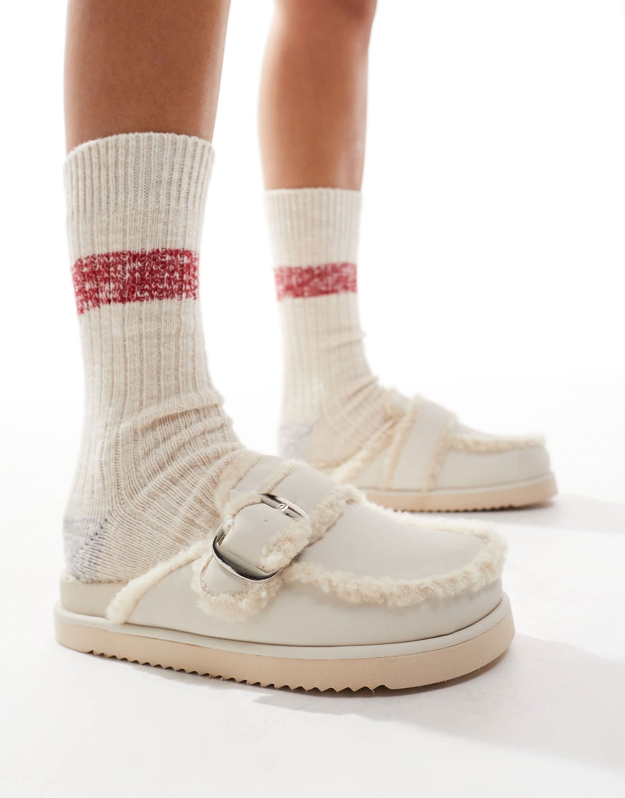 RAID Wide Fit Kylie teddy mules in beige