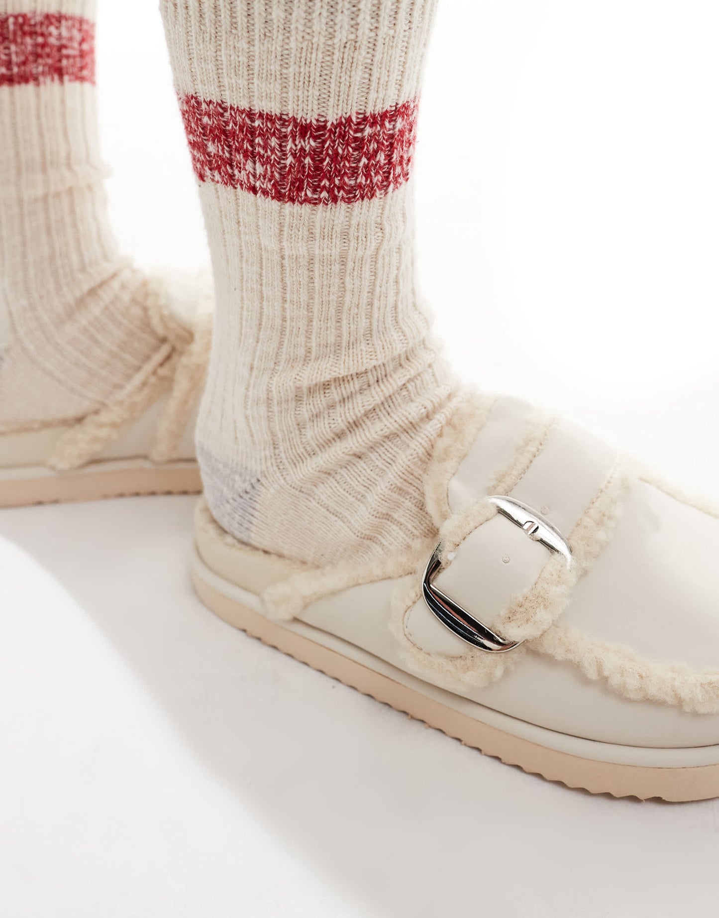 RAID Wide Fit Kylie teddy mules in beige