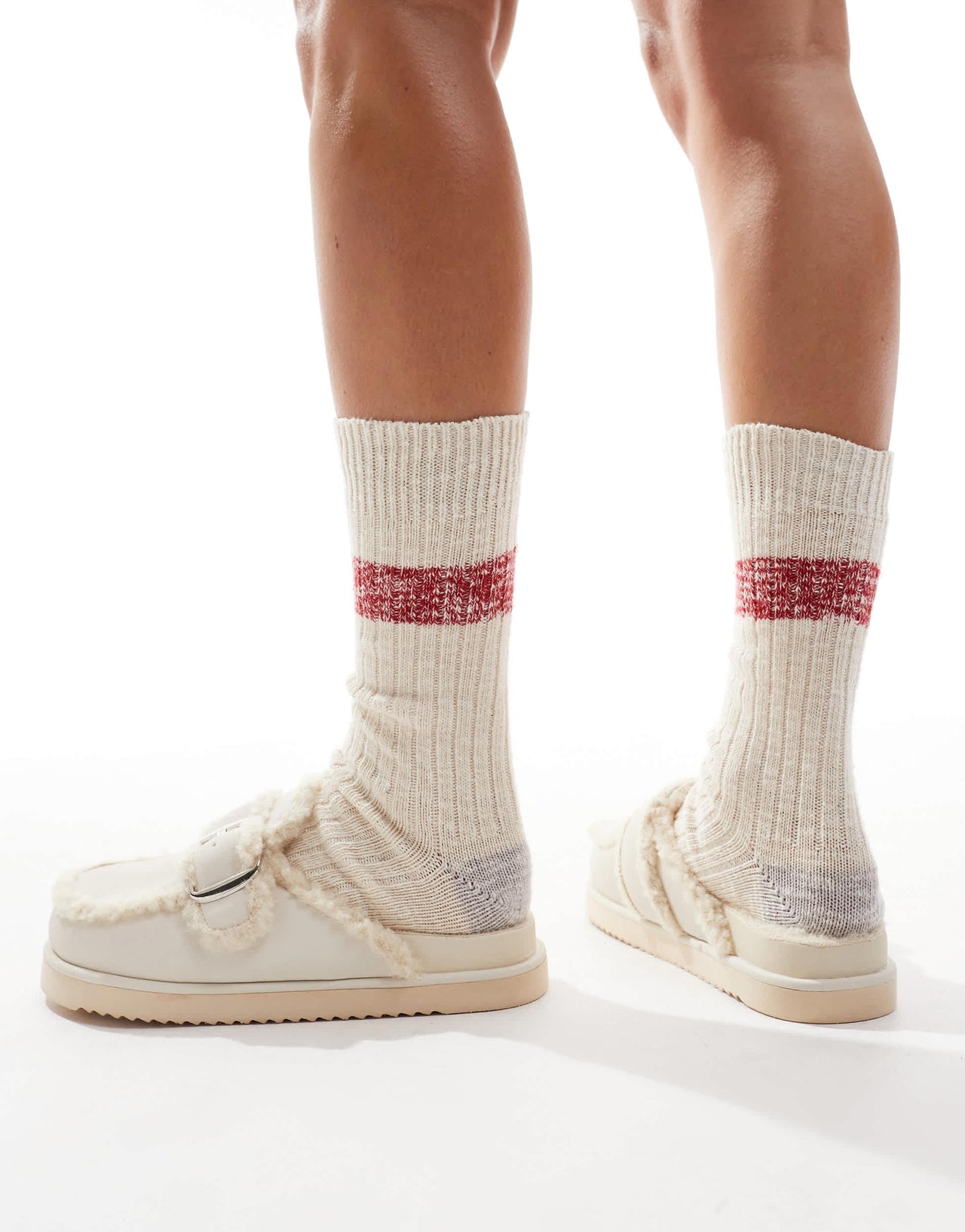 RAID Wide Fit Kylie teddy mules in beige