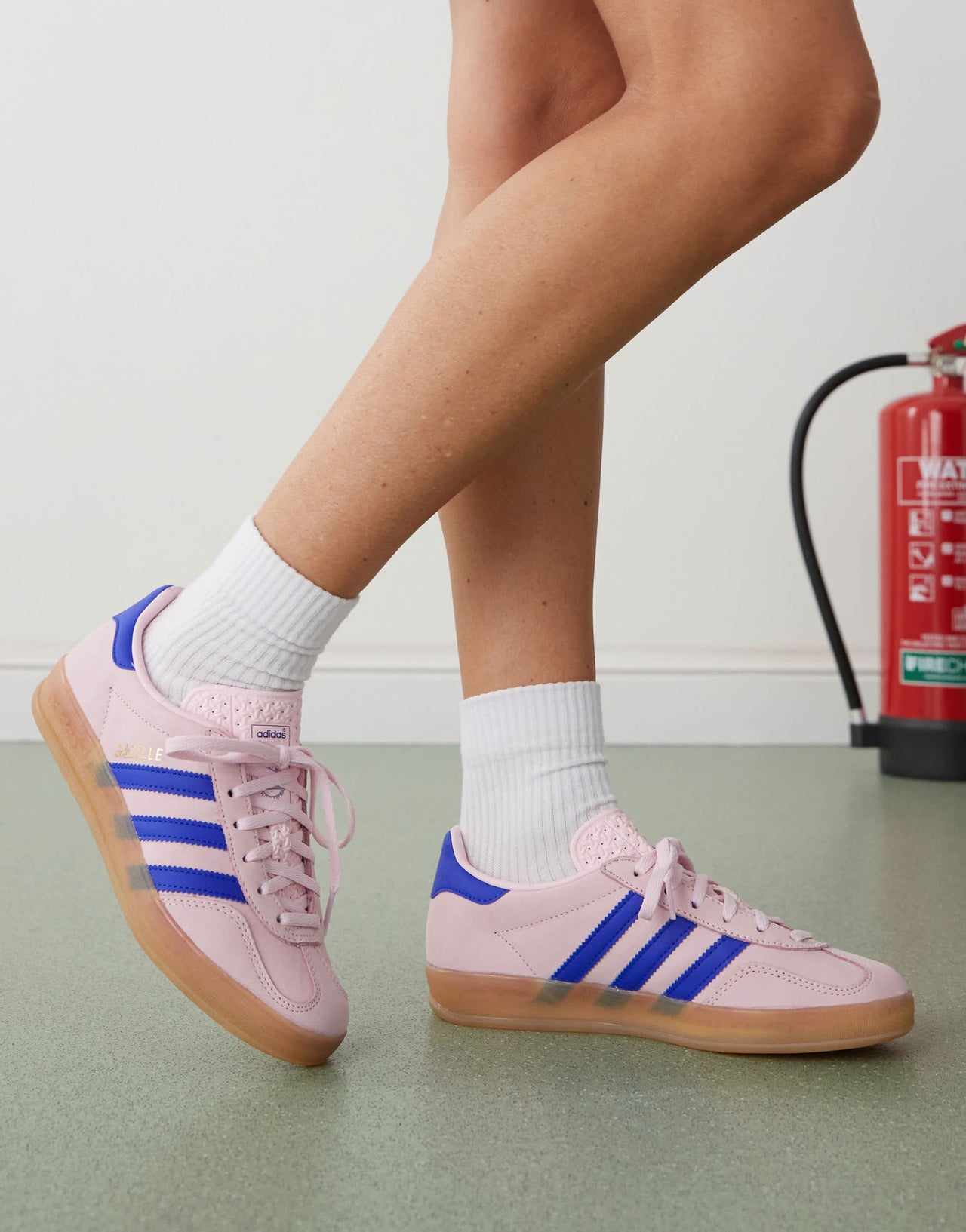 adidas Originals Gazelle Indoor trainers in pink and blue nubuck
