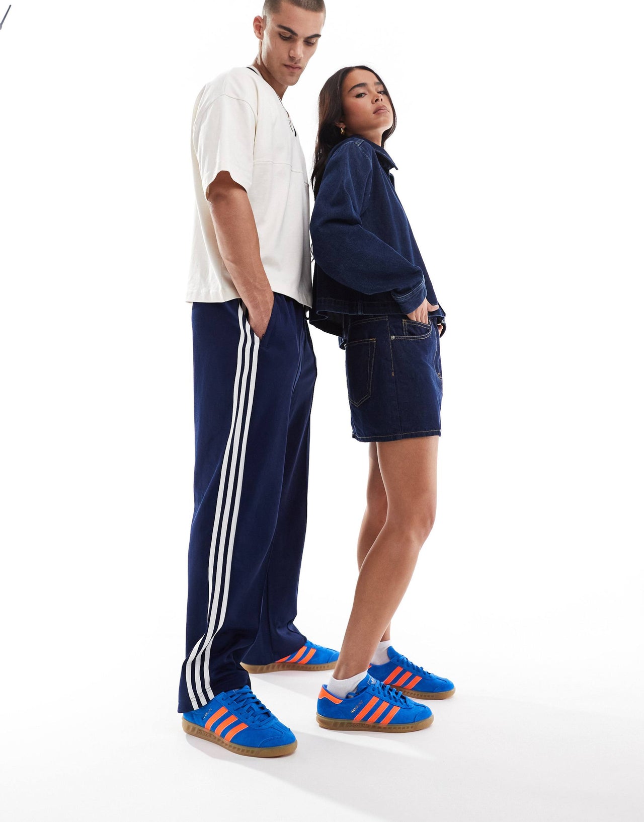 adidas Originals Hamburg trainers in blue and orange