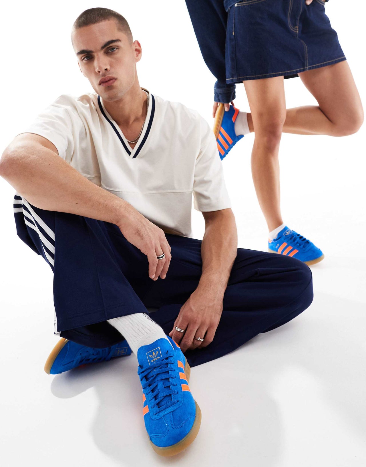 adidas Originals Hamburg trainers in blue and orange